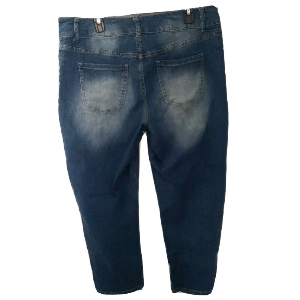 Lane Bryant Plus Size 18 Blue Denim Jeans Straight Inseam 26" Distressed - Picture 2 of 5